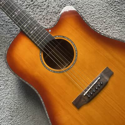 Sunburst 41 Inch Acoustic Guitar, Spruce Mahogany Body, Abalone Inlay Binding, Rosewood Fingerboard Neck image 7