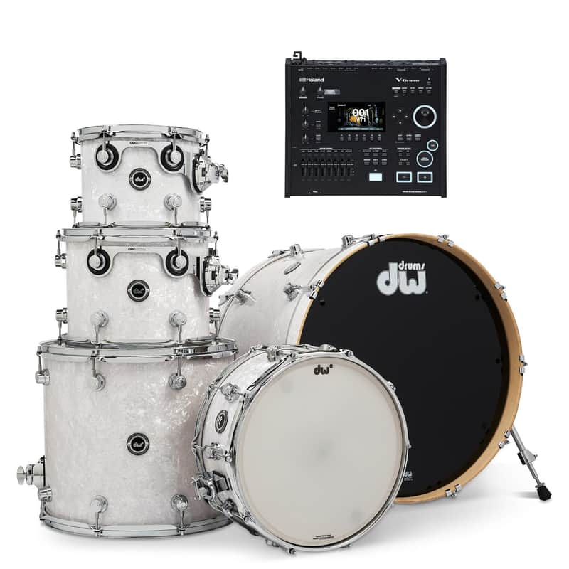 DW DWe 5pc Electronic/Acoustic Drum Shell Pack w/V71 Module White Marine image 1