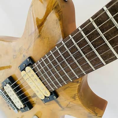 Sakura Electric Guitar, Burl Wood Top Mahogany Body, Maple Neck, Rosewood Fingerboard, 22 Frets, HH Pickups image 3