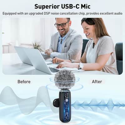 USB C Lavalier Microphone Wireless Mini Mic for Type-C Android Phone/Tablet/PC Video Recording Clip-on Mics with Rotatable Clip&Denoise Recording, Ideal for Vlog Tiktok Youtube Podcast Content Creator image 2