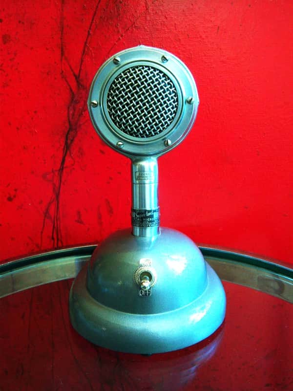 Vintage RARE 1940's Shure 70ST crystal microphone satin chrome w Shure S-36 stand 55 55S image 1