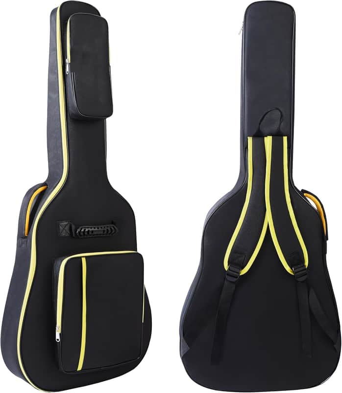 40/41/42" Acoustic Guitar Gig Bag (Fits 12 String & Dreadnought Guitars), 0.35" Thick Padded, 600D Waterproof Soft Guitar Backpack Case, 3 Pockets, Neck Fixed Strap & Adjustable Shoulder Straps image 1