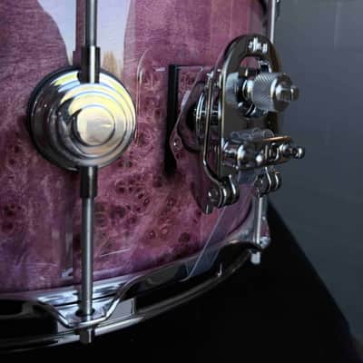 ~WOW!~ DW Collector's Series SSC Pure Maple VLT 7x14 Snare Drum in Violet Gloss Lacquer over Exotic Mapa Burl with Chrome Hardware image 5