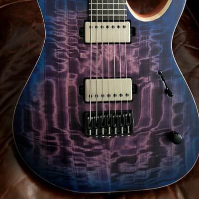 Mayones Duvell Elite 7 25.4" Curly Poplar top, Mahogany body, Wenge neck, Ebony fretboard 16", Velvetrone Pickups image 1