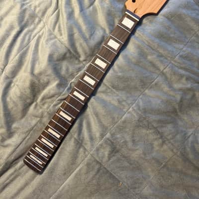 Roasted Maple Guitar Neck, Fits Strat Style, 9.5 radius, half paddle, BLOCK inlay image 2