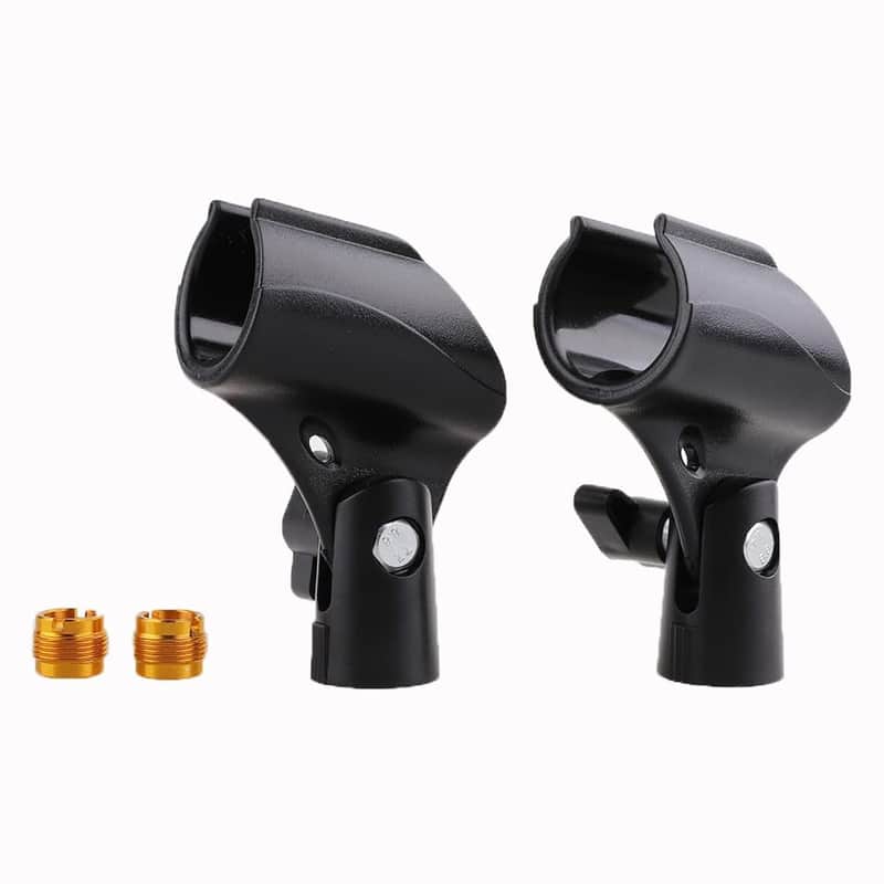 2Pc Stands Black Mic Clip For Microphone Mic Clip Holder For Mic Stand With 5/8" Male To 3/8" Female Adapter, 2-Pack image 1