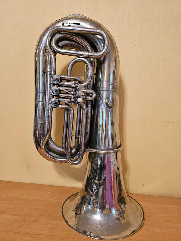 Tuba “Bb" Soviet 3 Valves Brass Pipe Wind Instrument Horn USSR Vintage and Rare image 1