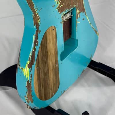 Warmoth Strat Style Electric Guitar Body - Custom Washed Blue image 13
