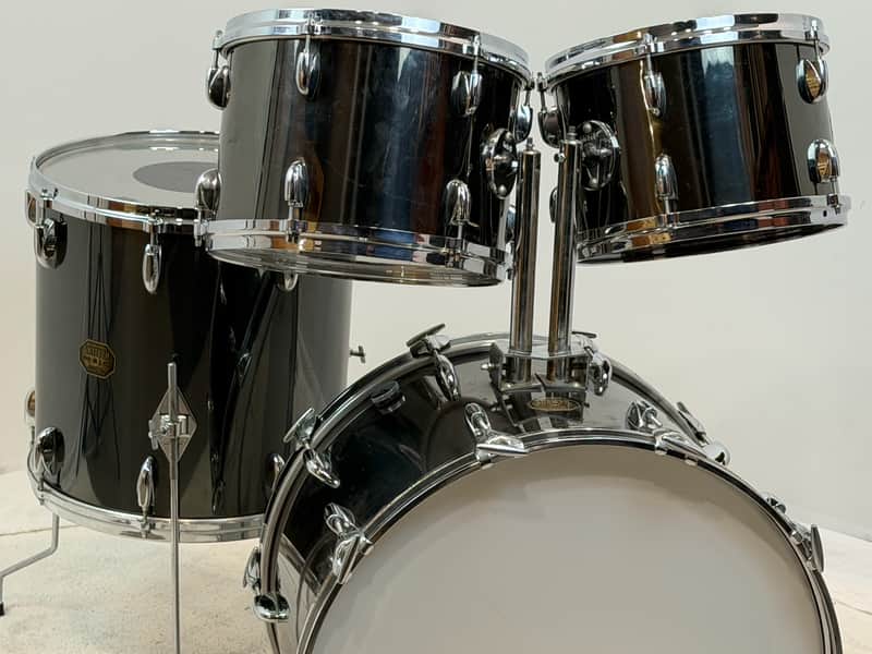 Gretsch 22/12/13/16" 70's Stop Sign Badge Drum Set - Black Mirror Chrome image 1