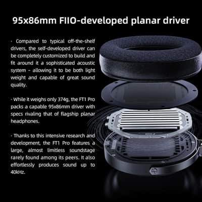 FiiO FT1 Pro Open-Back Planar Magnetic Wired Hi-Fi Headphones for Home, Studio, Recording, High Sensitivity (Black) image 3