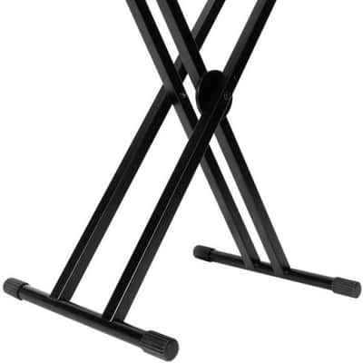 On-Stage KS7292 Double-X Ergo Lok Keyboard Stand with 2nd Tier,Black image 1