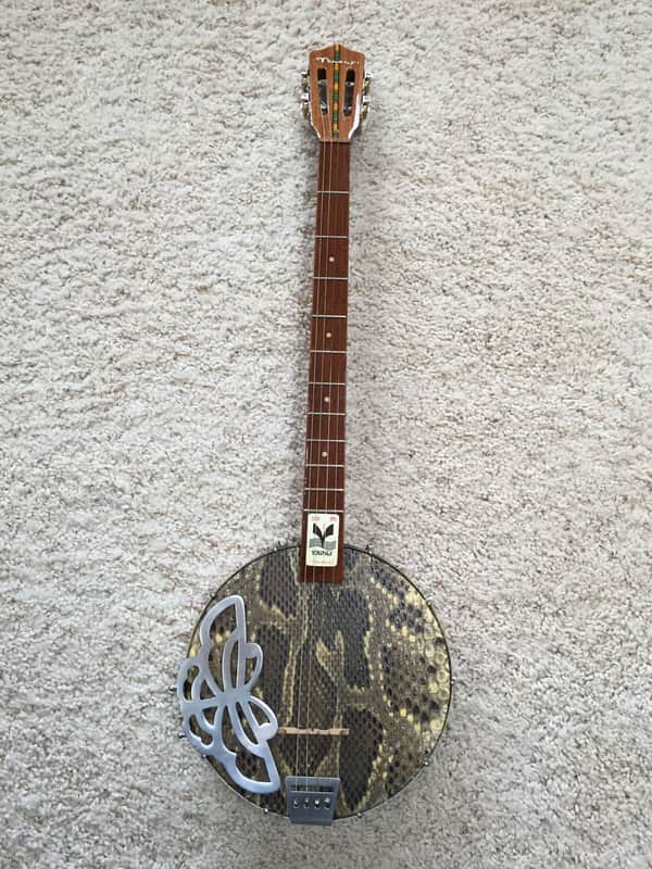 Vintage Chin Chin 4 string Banjo with Snake Skin Head image 1