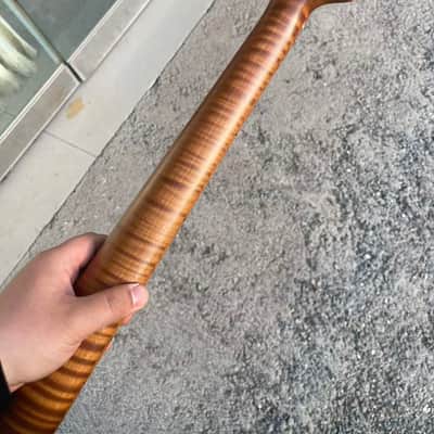 4-string electric bass neck jazz bass stainless steel 21 frets 4a Roasted flame Maple guitar neck 34inch hole 18mm maple fingerboard image 2