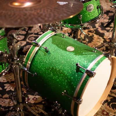 Click Icon 4pc Maple Drum Set Green Satin Sparkle Shell Pack 16 13 10 13 image 5