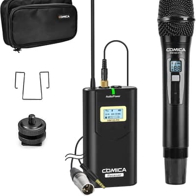 CVM-WM100 H UHF 48-Channel Professional Wireless Handheld Microphone System for Canon Nikon Sony Panasonic Fuji DSLR Camera, XLR Camcorder, Smartphone, Perfect for Video Recording/Interview image 1
