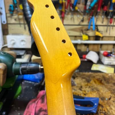 General Vintage Tone NOS Dalbergia Nigra electric guitar neck for T style ( Brazilian Rosewood ) Slab board full finished - Nitro image 12