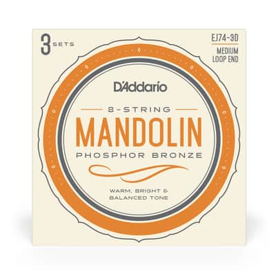 Mint 3 Sets of D'Addario EJ74 Mandolin Strings, Phosphor Bronze, Medium (11-40) image 3