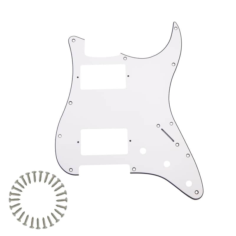 11 Hole HH Humbucker Strat Pickguard ST Pickguards Scratch Plate for USA/Mexican Fender Standard Stratocaster Modern Style Electric Guitar - White 3ply with Mounting Screws image 1