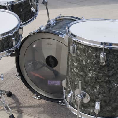 Vintage 60's Rogers Black Diamond Pearl Drum Set Matching Snare image 10