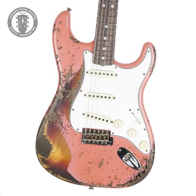 Fender Custom Shop '65 Stratocaster Super Heavy Relic Tahitian Coral Over Sunburst image 2