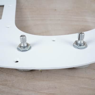 Fender PB62 PB57 LH Precision P Bass Pickguard Left Handed Prewired Loaded with Pots, Capacitor, and Jack MIJ / CIJ White 1 Ply Unused Old Stock 13 Hole Vintage Style Reissue image 3