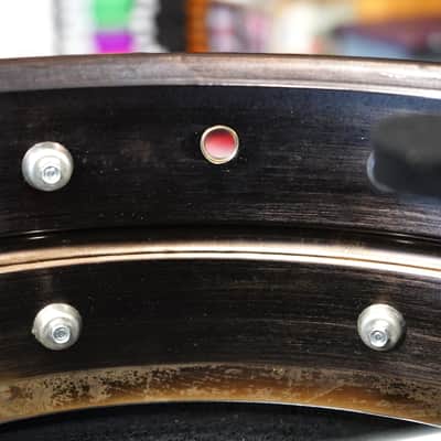 Vintage 1978 Ludwig USA Super Sensitive 5x14" Seamless Brass Snare Drum | Blue-O-Olive Pointy Badge image 3
