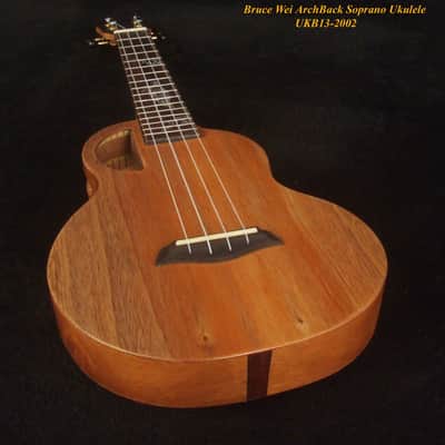 Handcrafted Soprano Ukulele, Solid Taiwania Archback, Turtle Inlay, Soft-bag, Bruce Wei UKB13-2002 imagen 11