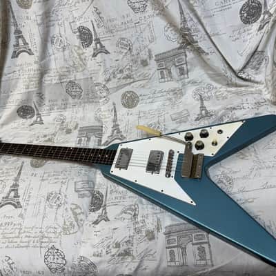 1992 Replica ‘67 Flying V Factory Frost Blue Lacquer Factory Reclaimed 1960’s Wood, 1967 Factory Parts, Wiring, Pat No Pickups Melody Maker Fingerboard Etc image 11