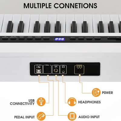 Digital Piano 88 Key Semi Weighted Keyboard, Piano Keyboard 88 Key for Beginners with Lighted Up Keys, Portable Electric Piano with Adjustable Stand,Carrying Case,Sustain Pedal,Headphone (White) image 2