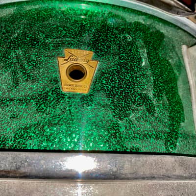 Ludwig No. 491 Pioneer 5x14" 6-Lug Snare Drum with Keystone Badge 1960 - 1968 - Green Sparkle image 6