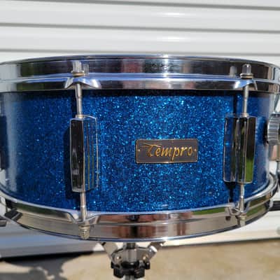 Vintage MIJ Tempro 14x5.5" Snare Drum - Blue Sparkle (168-24) image 1