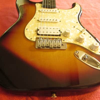 Optek Fretlight 400 Series strat-Style Electric guitar - 3 tone sunburst with cables image 22