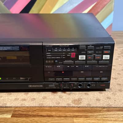 SANSUI D-W10 Twin Auto Reverse Cassette Deck Made in Japan Headphone Jack Black image 4