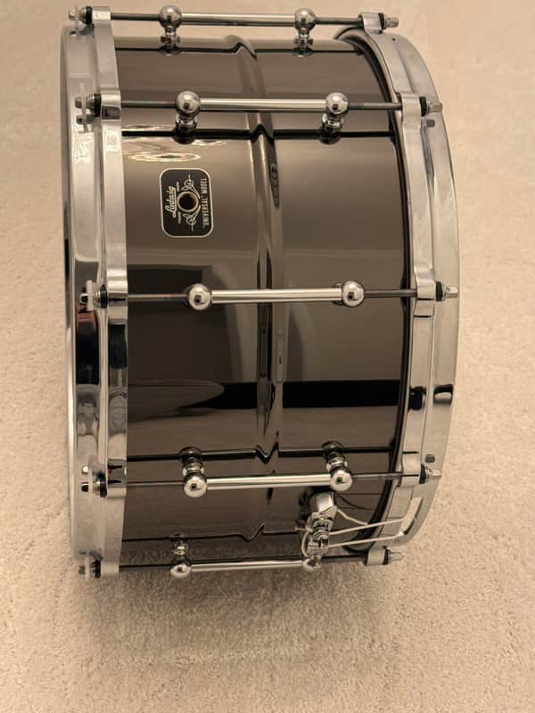 Ludwig Universal Brass 8x14" Snare Drum with Die cast Hoops 2022 - Present - Black Nickel over Brass with Chrome Hardware image 1