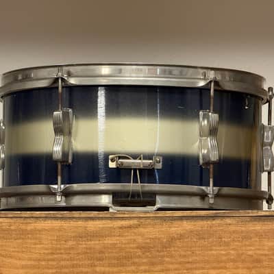 1950's WFL 6.5" x 14 Supreme Concert Model Blue & Silver Duco Snare Drum NOB Hoops image 7