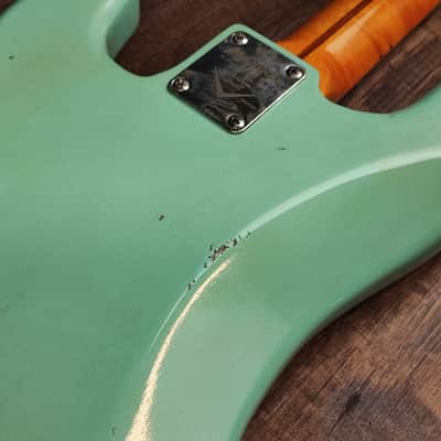 MyDream Partcaster Custom Built - Aged Sonic Blue T-Bass Matching Headstock image 9