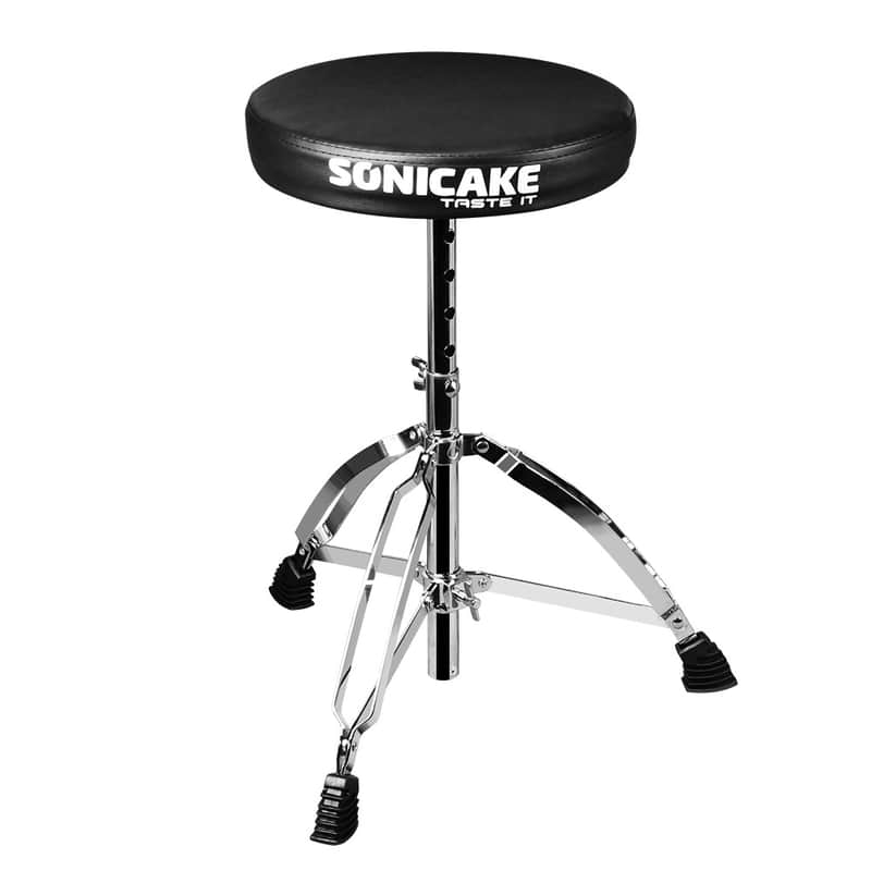 SONICAKE Drum Throne Adjustable Drum Stool Foldable with Anti-Slip Padded Seat Black image 1