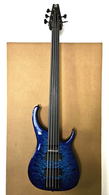 Modulus Quantum 5 Fretless 2007 - Blue Sunburst image 1