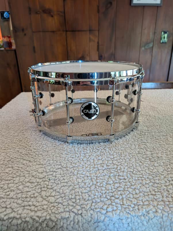 Crush 7 x 14" Acrylic Snare Drum 2014 - 2015 - Clear Acrylic with Chrome Hardware image 1