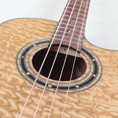 4 String Acoustic Electric Bass, Laminated Ash Wood Top Body, Okoume Neck image 5