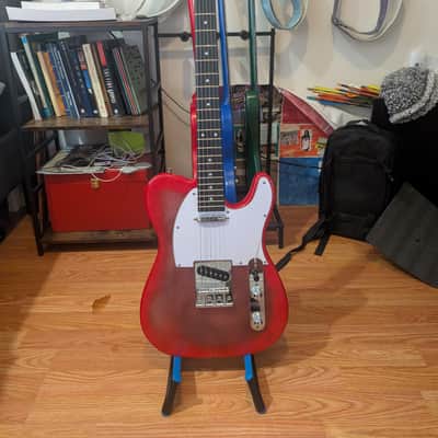 Schott Iron Dragon Tele-Style Electric Guitar – Custom Red Burst Metallic Finish image 1