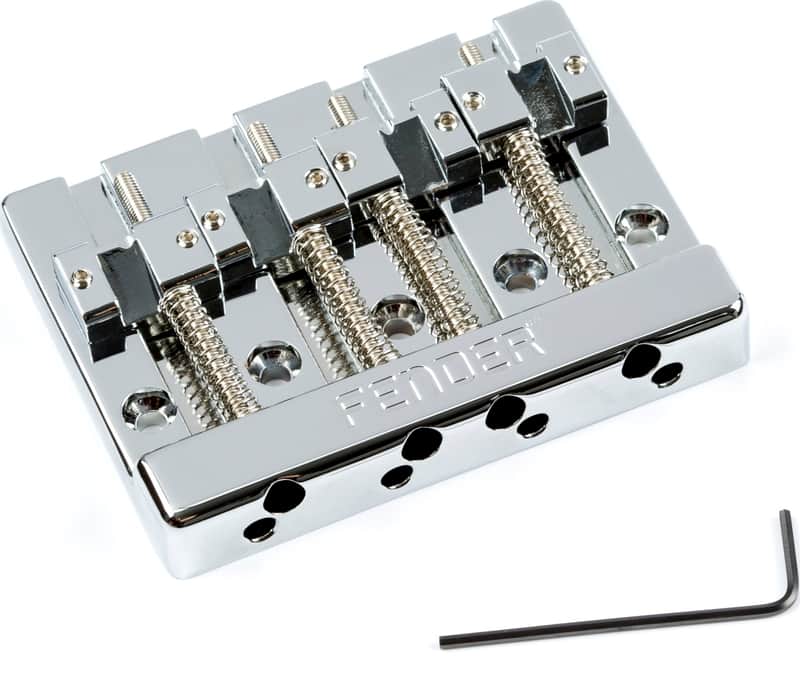 Fender HiMass 4-String Bass Bridge Assembly, Zinc Saddles, Chrome image 1