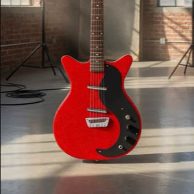 Danelectro GLITTER59-RED Semi-Hollow Spruce Body Maple Neck 6-String Electric Guitar image 2