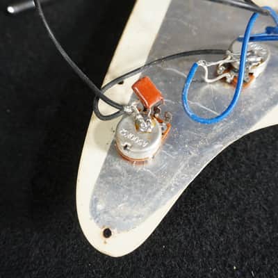 Loaded Strat-Style Pickguard Assembly – Cream w/ Humbucker – Bridge, Trem, Jack & Hardware Included image 6