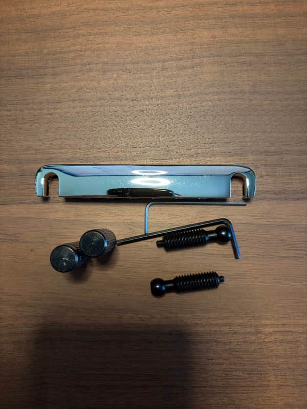 Gotoh 510FA Aluminium Tailpiece - Nickel, Black Bolts image 1
