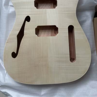 Unfinished Mahogany Wood Guitar Telecaster Tele Style Body with Tiger Maple Top image 1