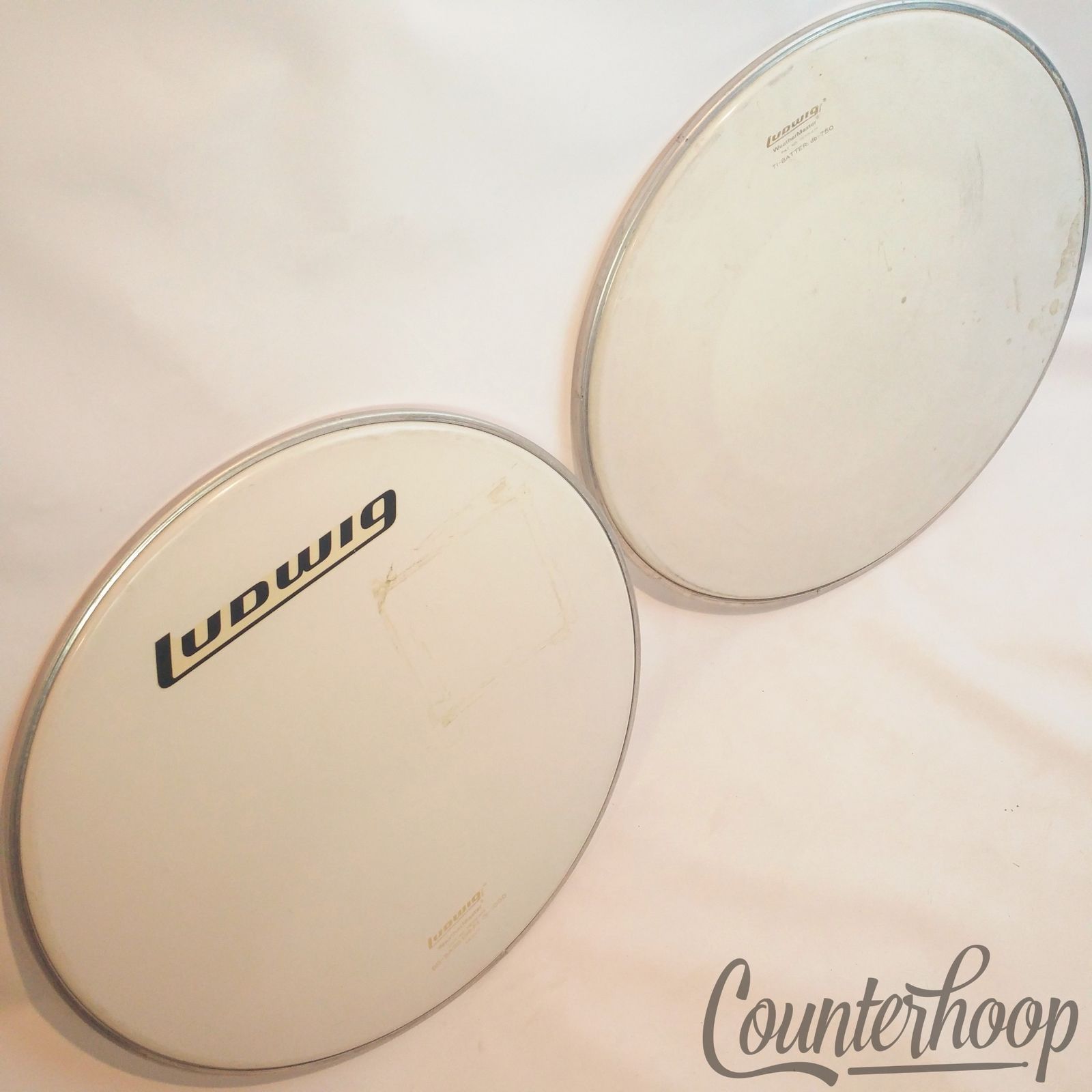 Ludwig 20" 70s Bass Drum Heads 2x White db750/1000 Batter+Resonant USA Classic* — main photograph