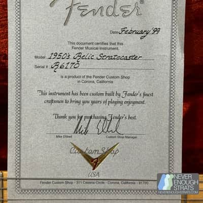 Fender Custom Shop '50s Cunetto Relic Stratocaster 1999 Blonde image 3