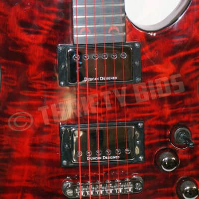 Schecter Diamond Series C-1 Blood Moon BloodMoon 2006-2007 Red Quilted Maple Top Duncan Designed PU image 8