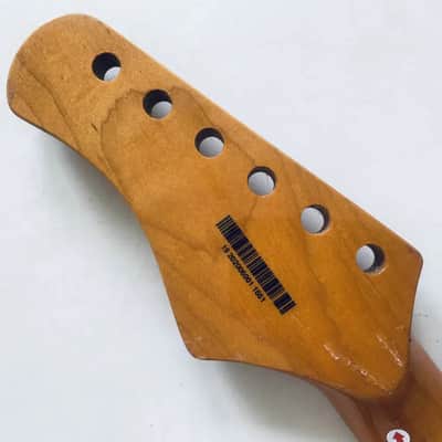 Tagima Orange Gloss Finish Strat Style Guitar Neck, 22 Frets Fingerboard image 9